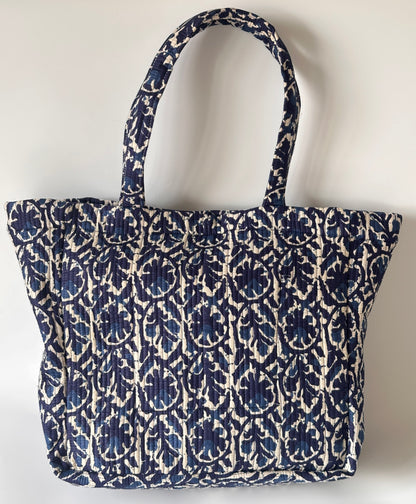 Indigo Floral Round Tote