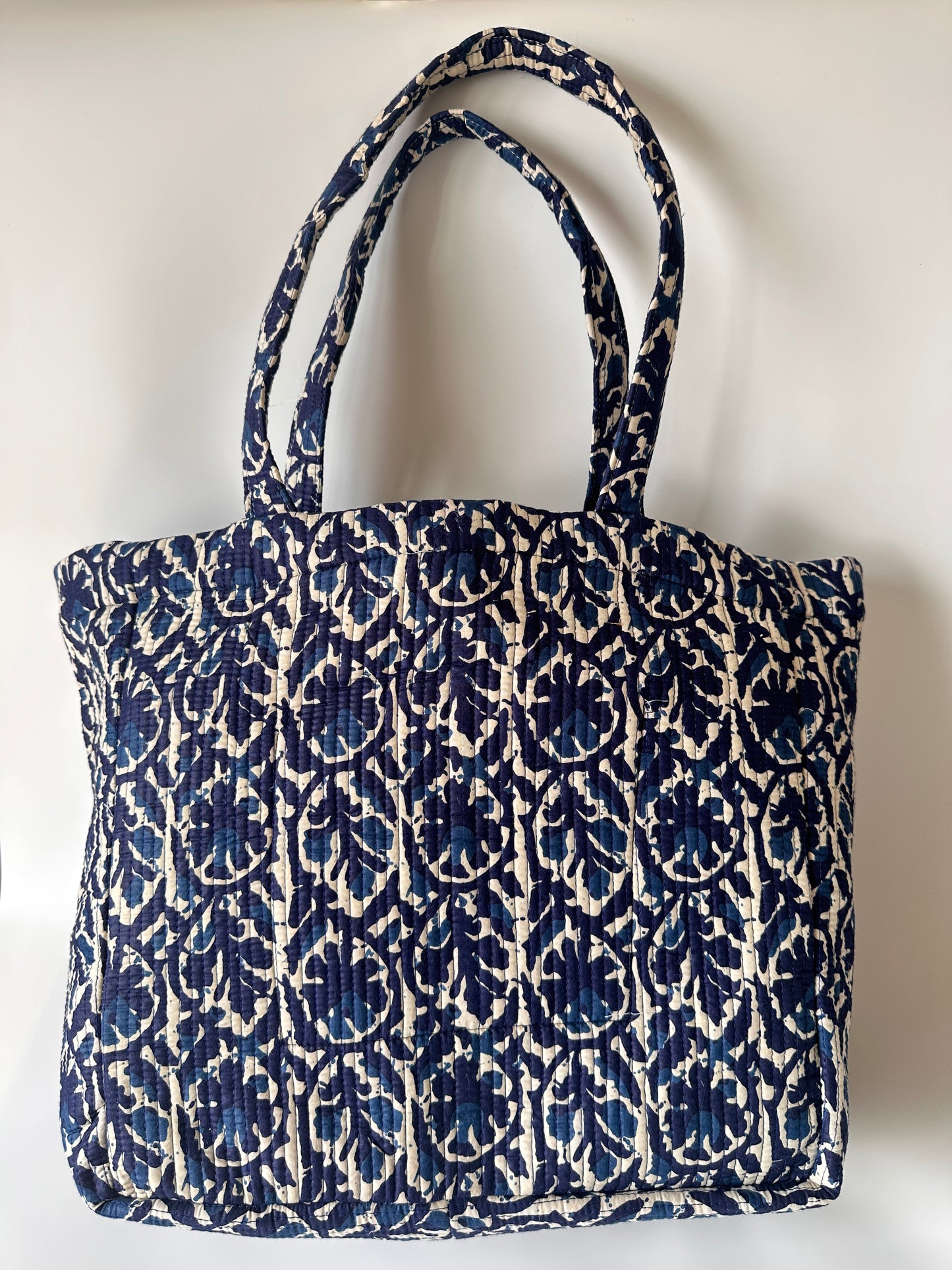 Indigo Floral Round Tote