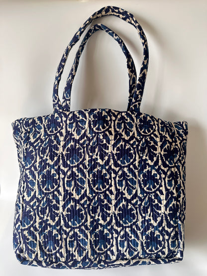 Indigo Floral Round Tote