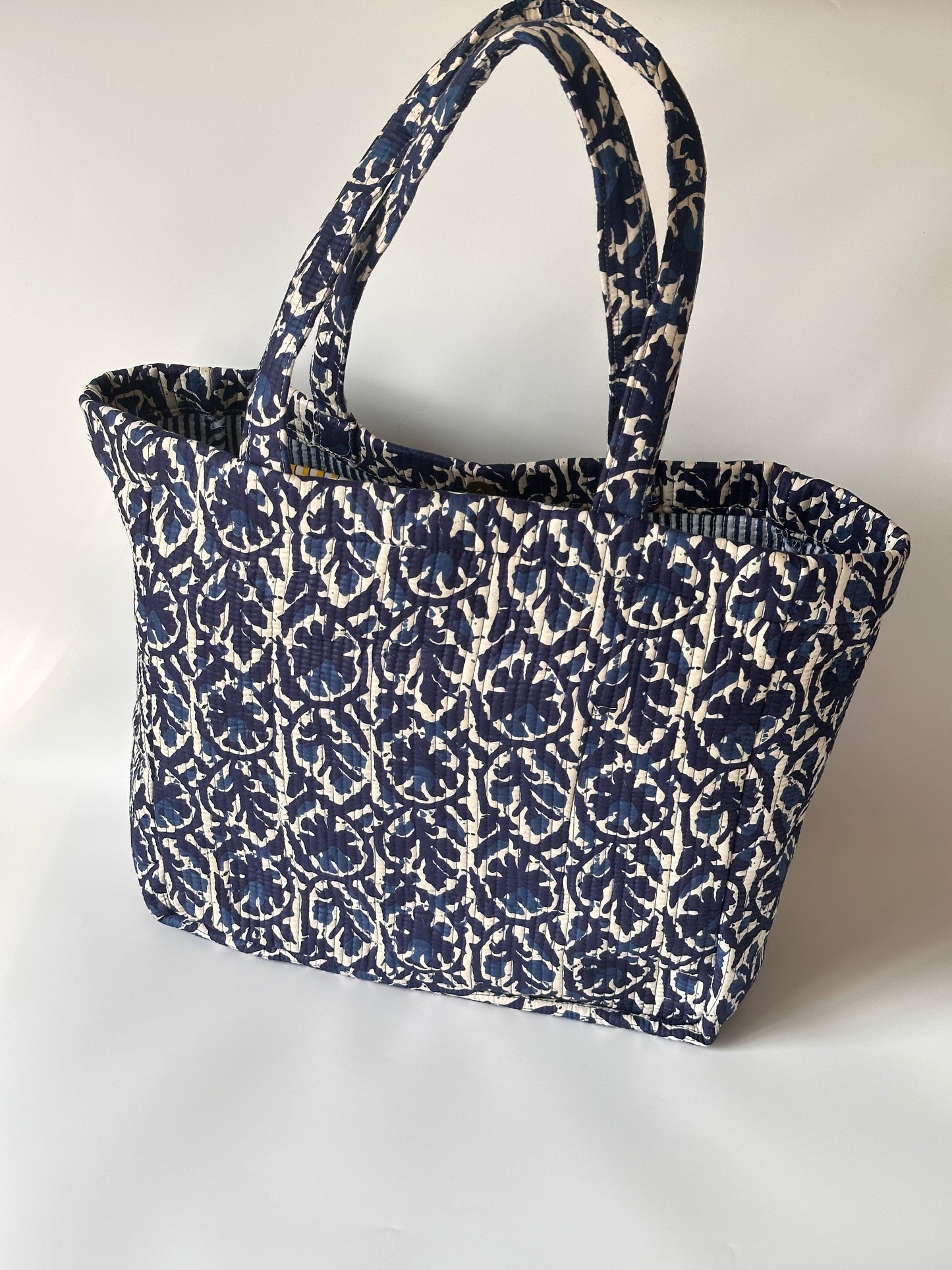 Indigo Floral Round Tote