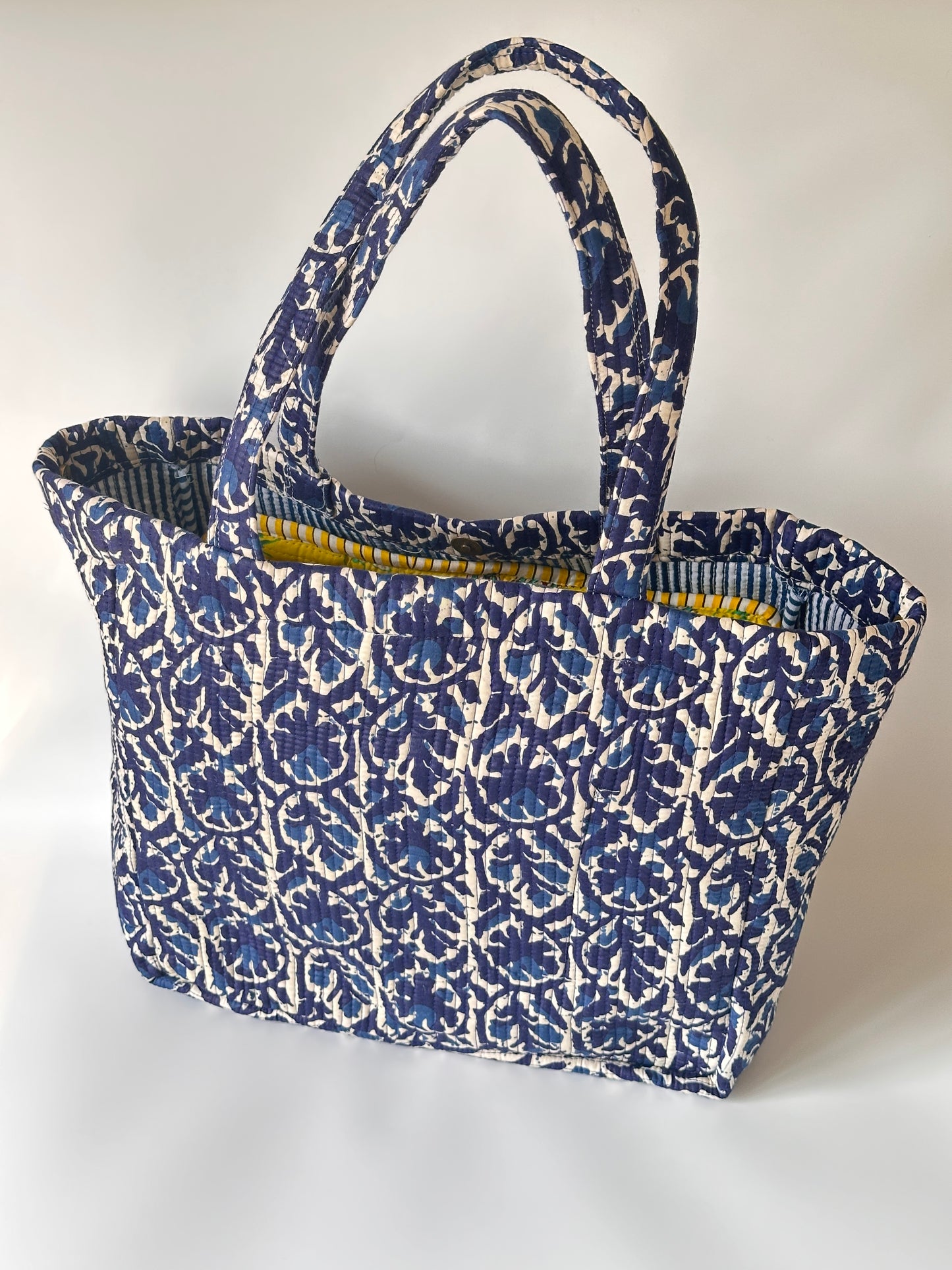 Indigo Floral Round Tote