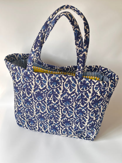Indigo Floral Round Tote