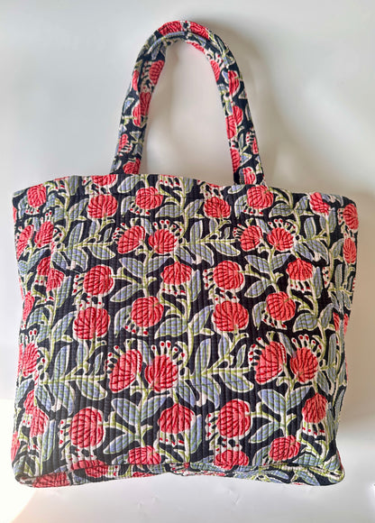 Tulip Black Round Tote