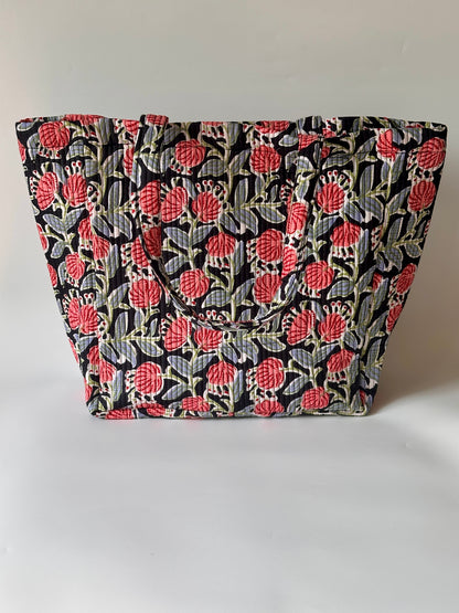 Tulip Black Round Tote