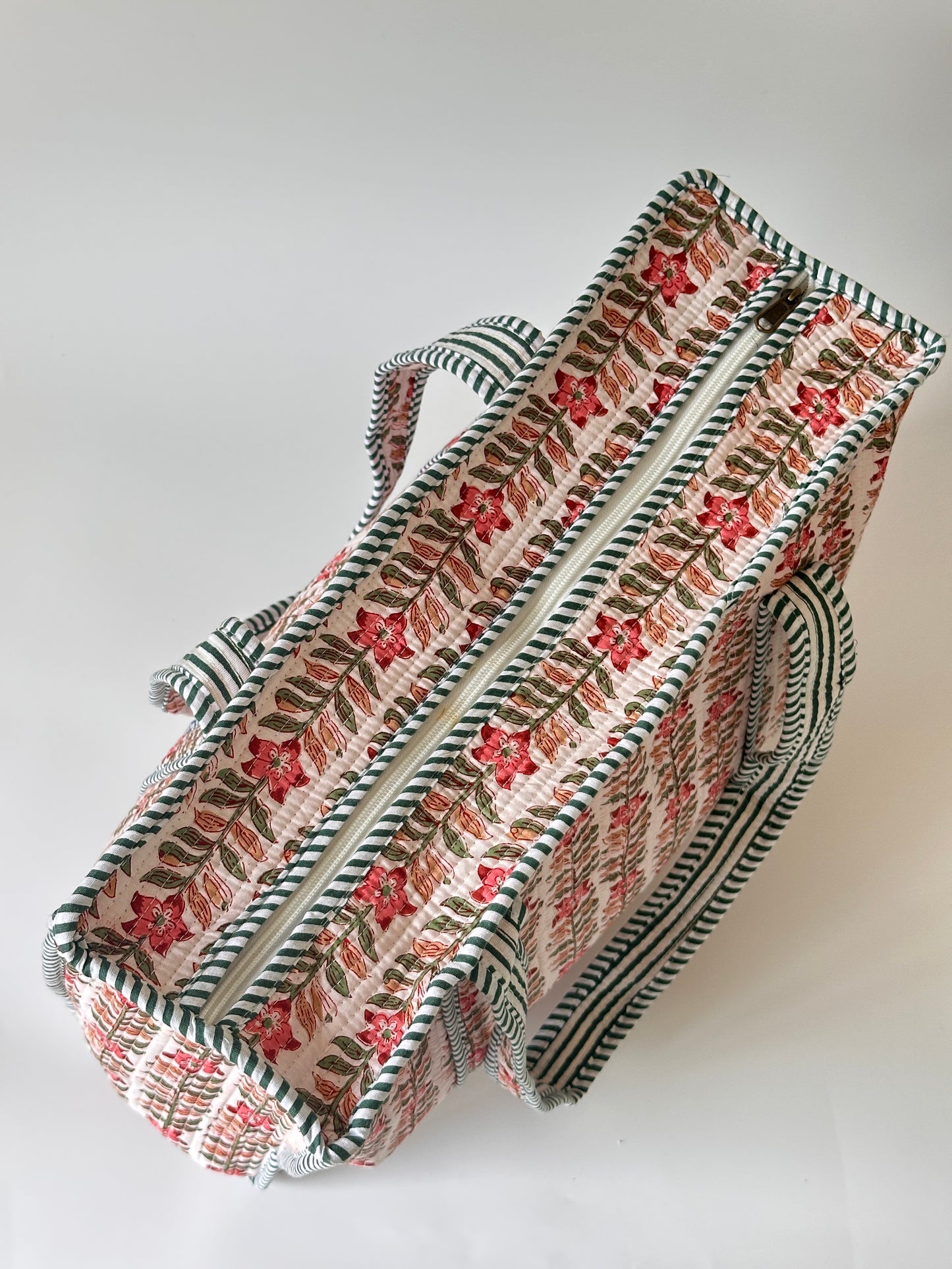 White Floral Rectangular Tote