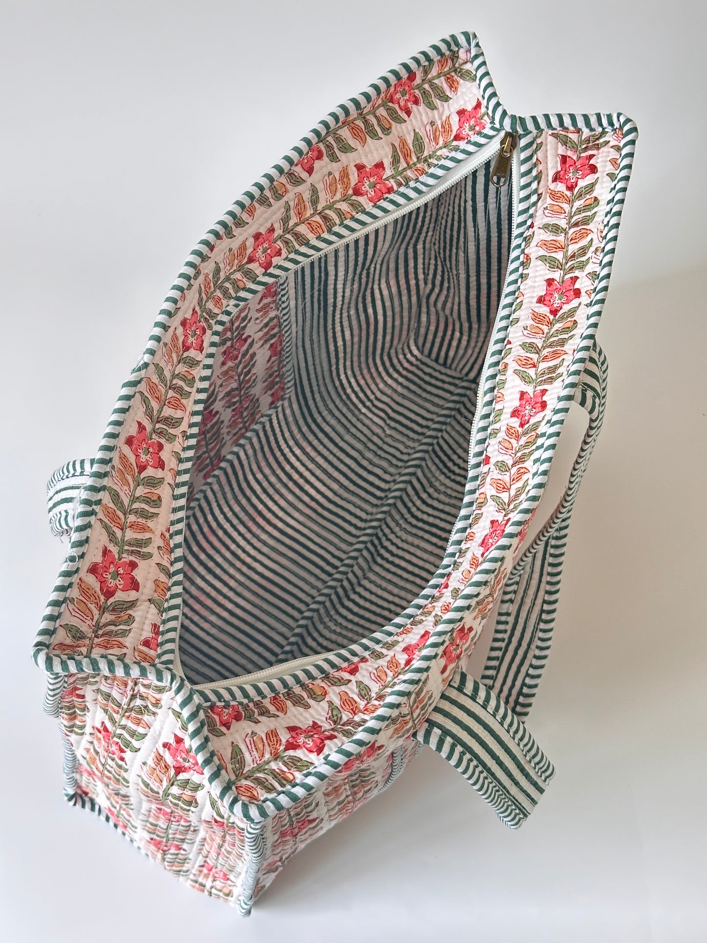 White Floral Rectangular Tote