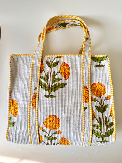SunFlower White Rectangular Tote