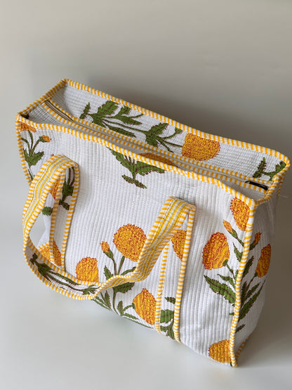 SunFlower White Rectangular Tote